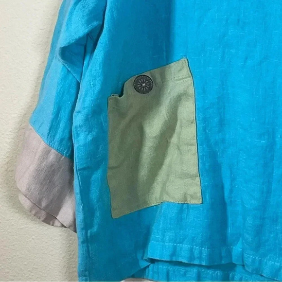 Liz and Jane Womens 100% Linen Preshrunk Top Size L Somewhat Funky - Picture 2 of 7